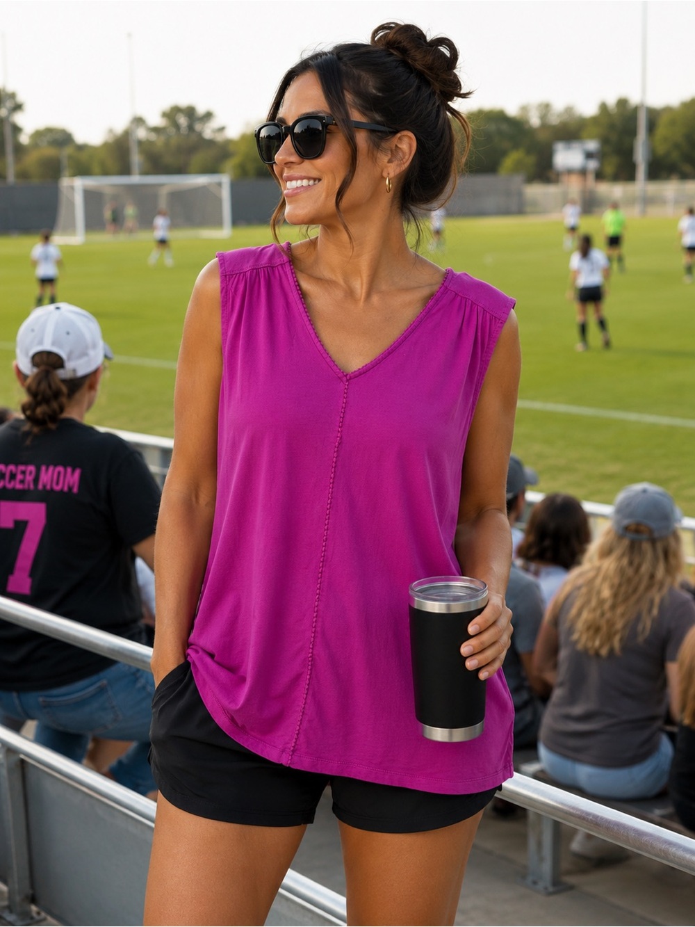 Lands' End Sleeveless V-Neck — Bright Fuchsia